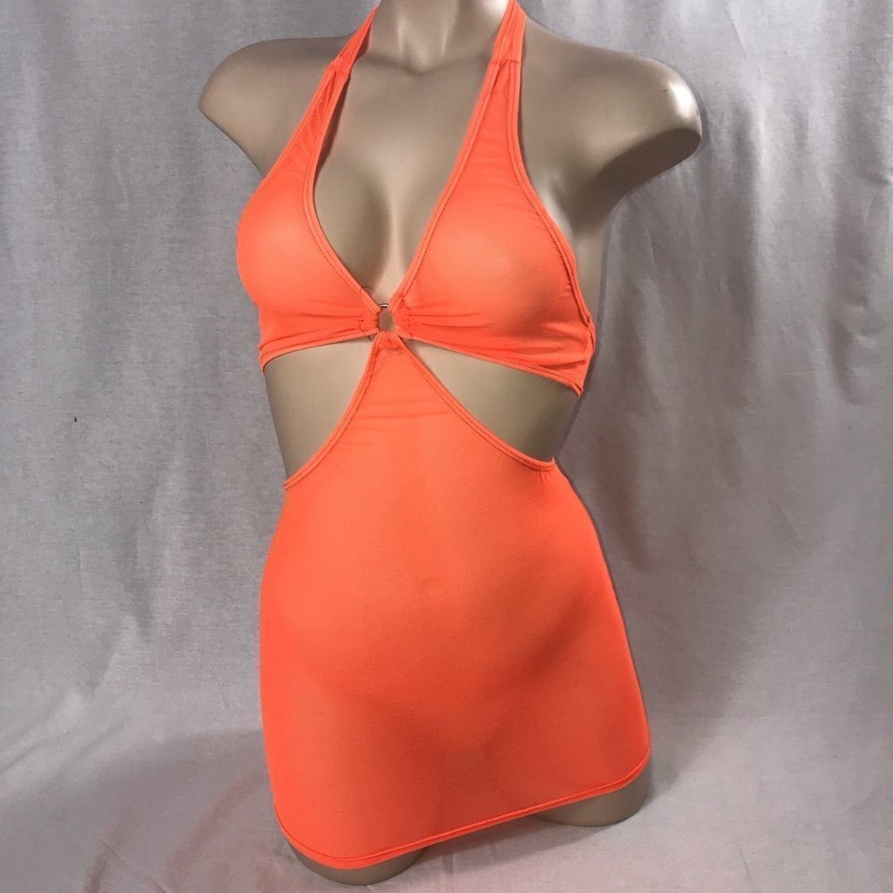 Zuliana Size XS/S Bright Orange Mesh Mini Dress. New With Tag.